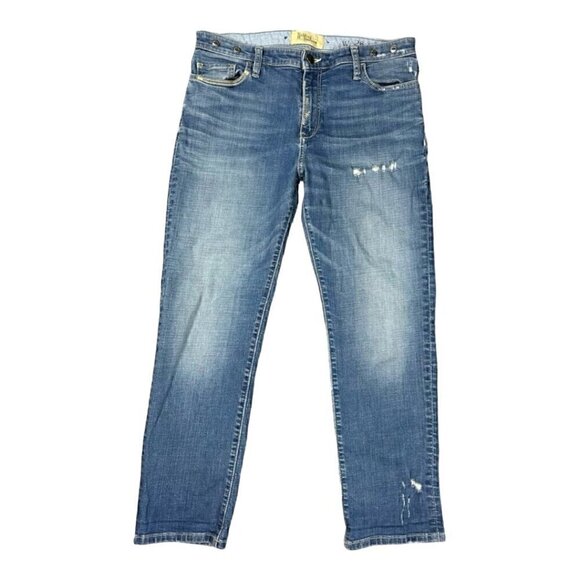 Anthropologie Holding Horses Straight Cropped Boyfriend Distressed Jeans Size 28 - Picture 1 of 13